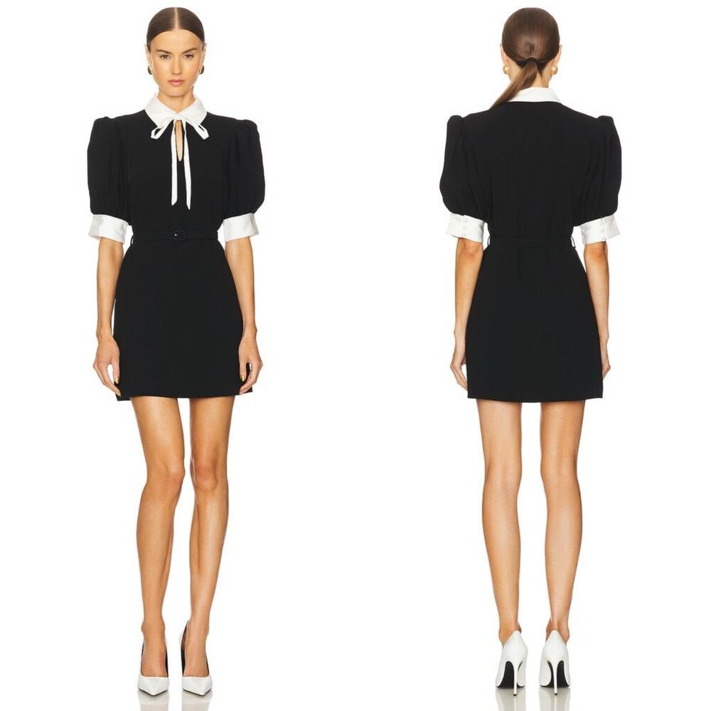 Cinq a Sept Black Mini Dress with White Collar and Cuffs